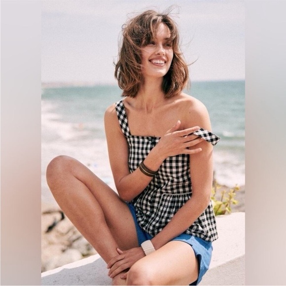 Sezane Laurette Black and White Gingham Blouse - Picture 1 of 4